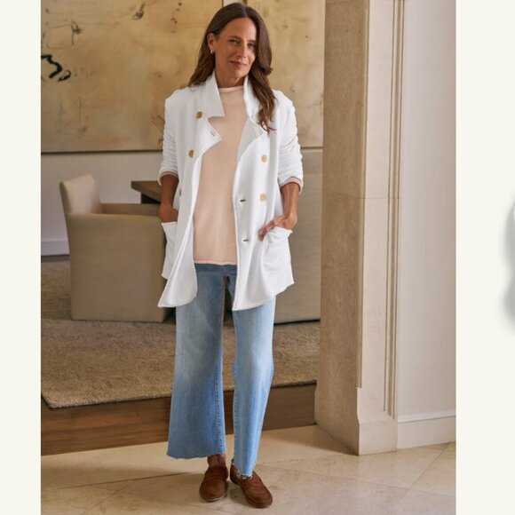 Frank & Eileen | Belfast Sweatshirt Peacoat Jacket Triple Fleece White Size XS - Picture 12 of 12